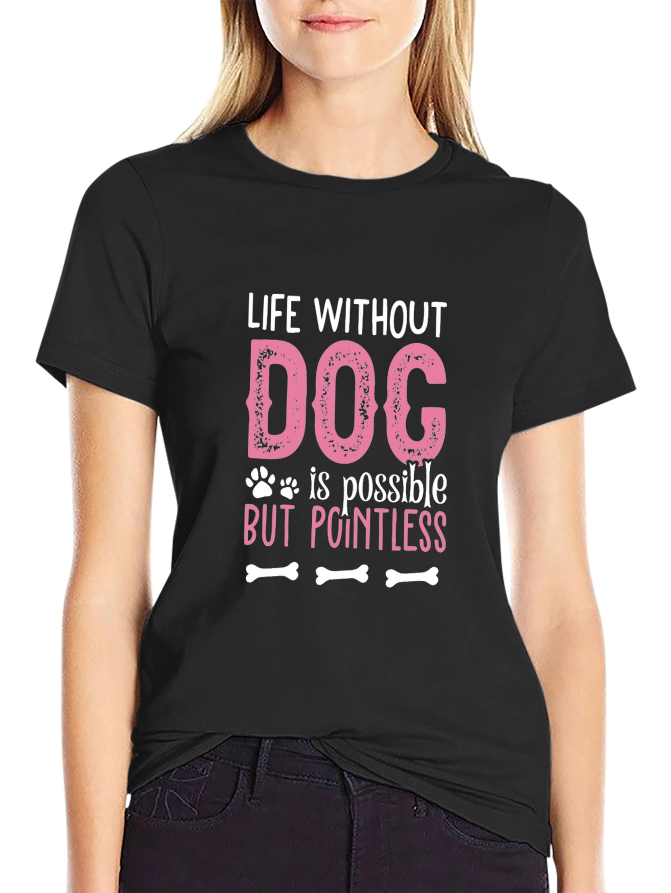 Dog Lover Graphic Tee - Life Without Dog is Pointless T-Shirt