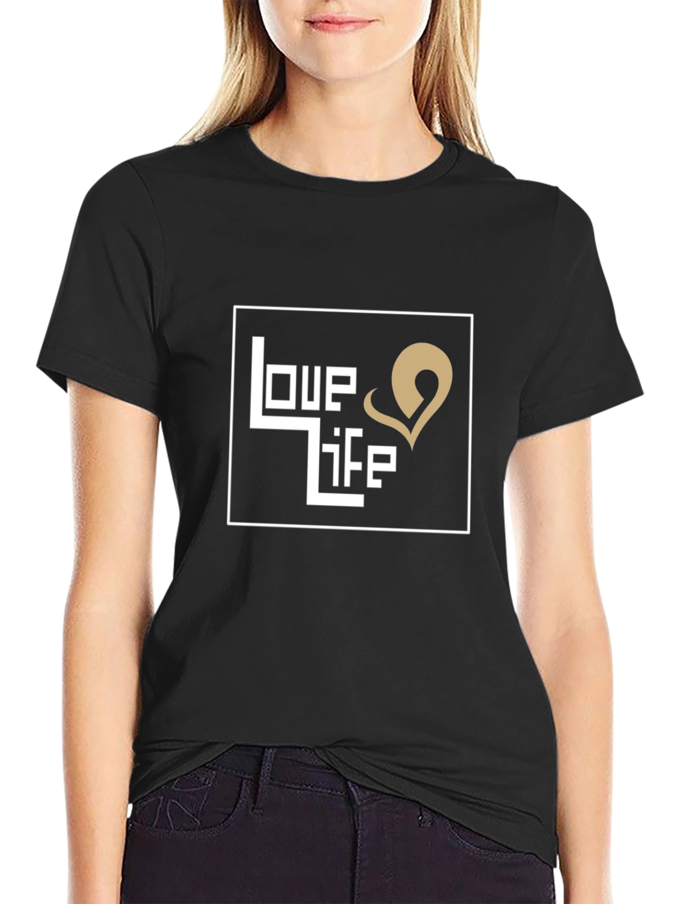 Love Life Graphic Print Black T-Shirt