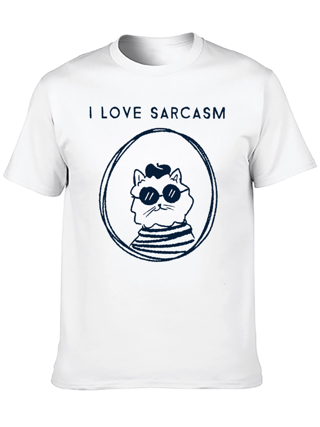 I Love Sarcasm Cat Graphic T-Shirt - Black