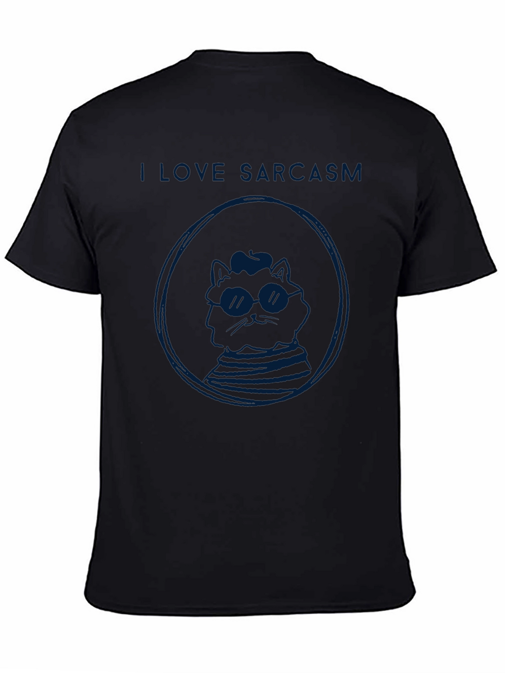 I Love Sarcasm Cat Graphic T-Shirt - Black