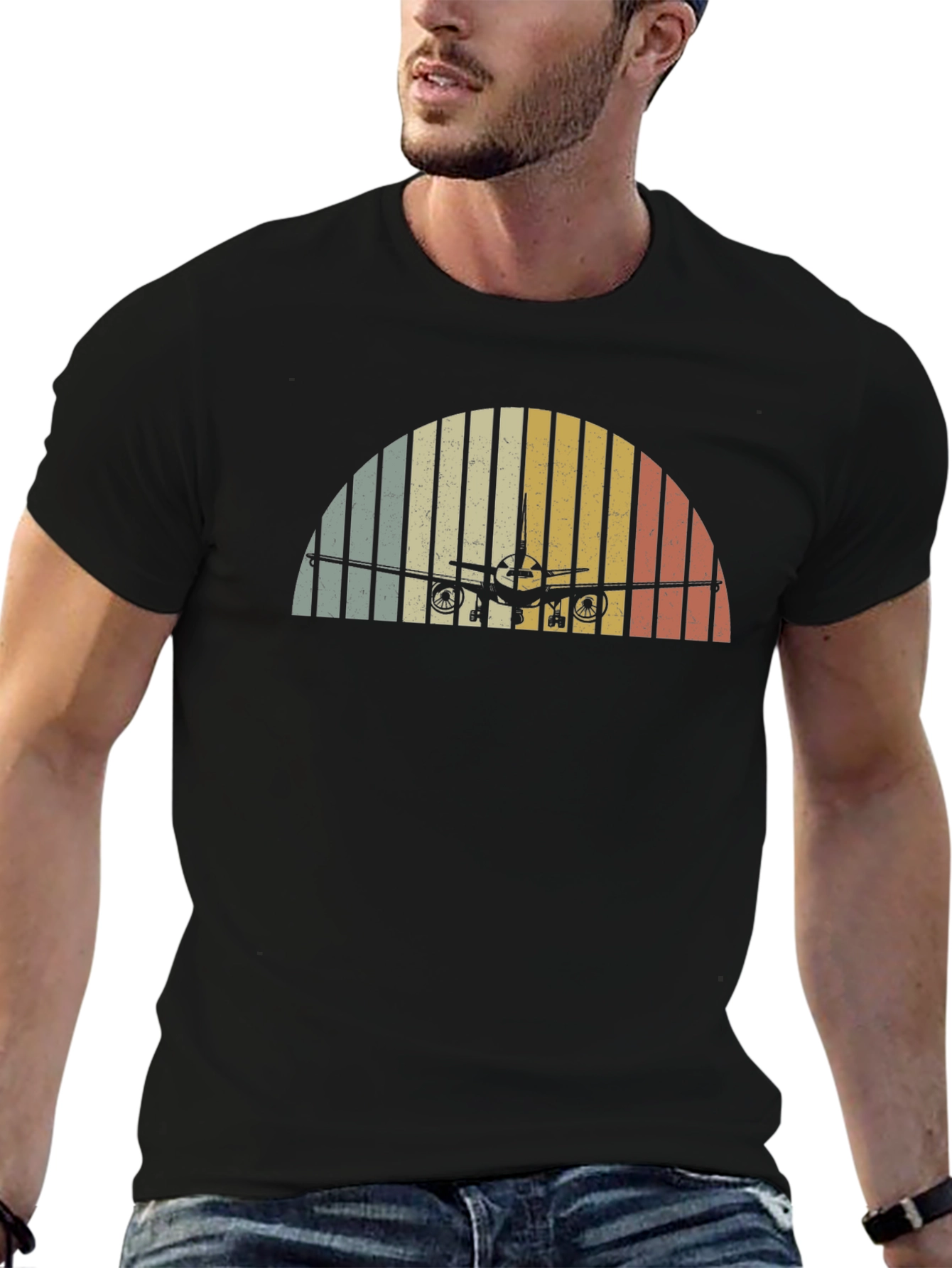 Vintage Airplane Sunset T-Shirt - Aviation Style