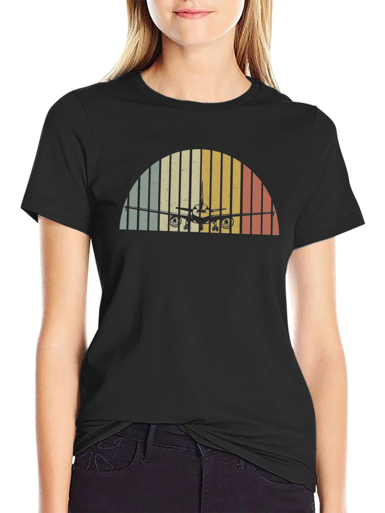 Vintage Airplane Sunset T-Shirt - Aviation Style