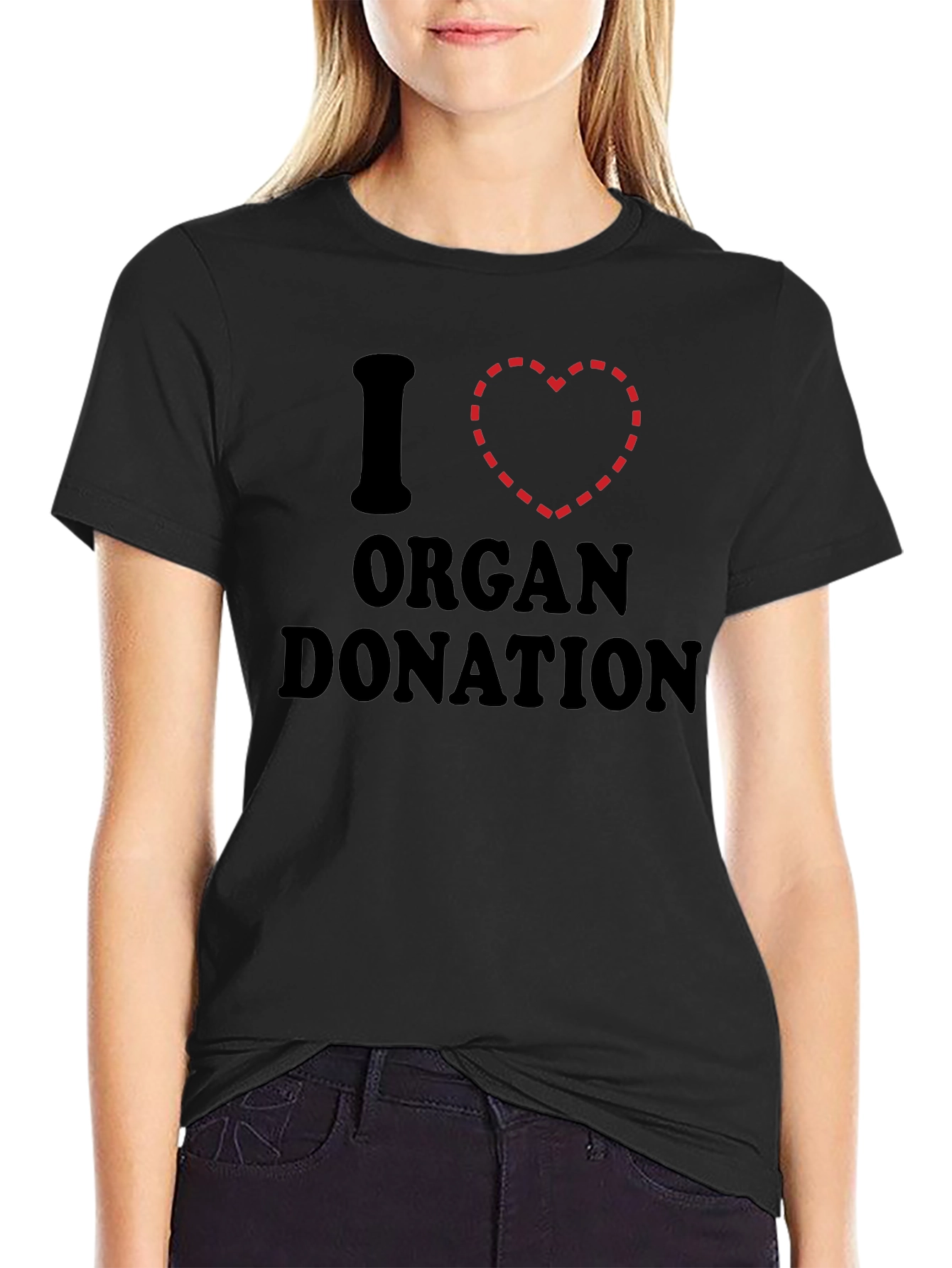 I Heart Organ Donation Black T-Shirt