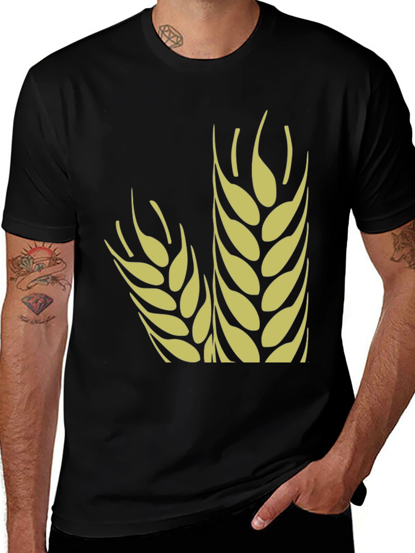 Wheat Graphic Tee - Stylish Black Cotton T-Shirt