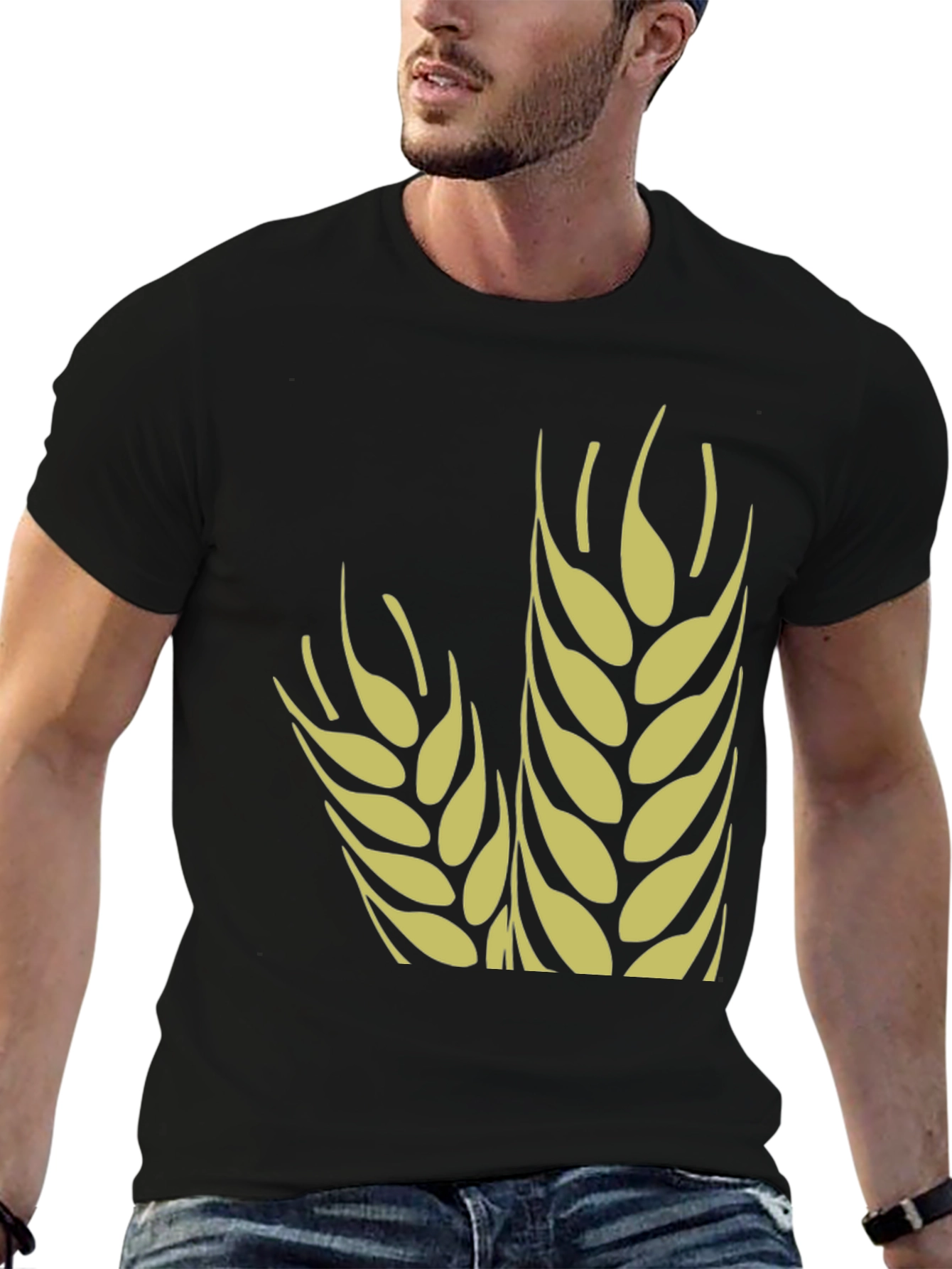 Wheat Graphic Tee - Stylish Black Cotton T-Shirt