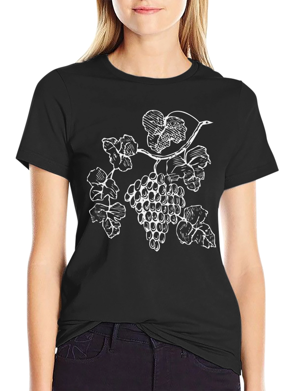 Mens Black T-Shirt with Grapevine Graphic