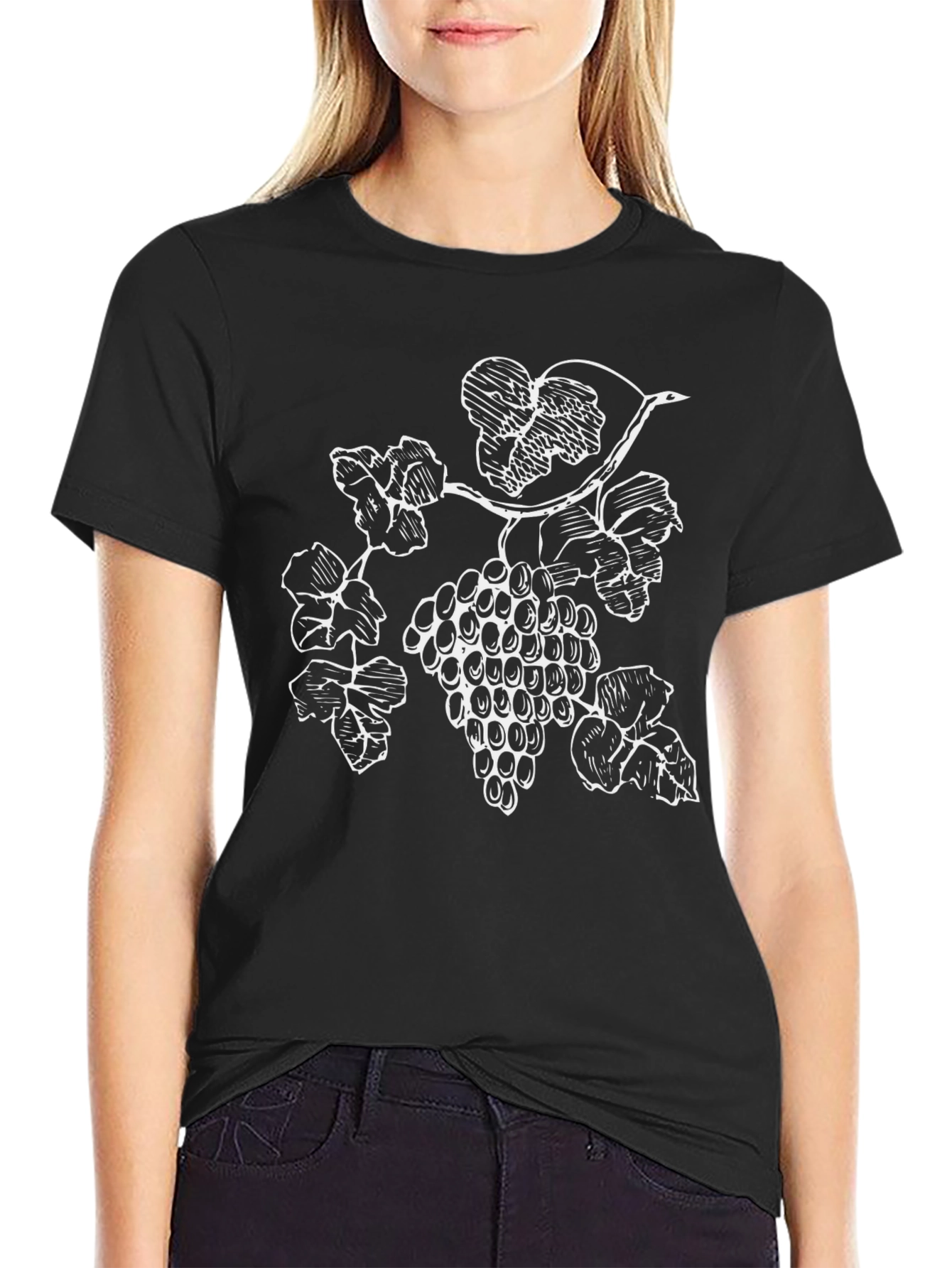 Mens Black T-Shirt with Grapevine Graphic