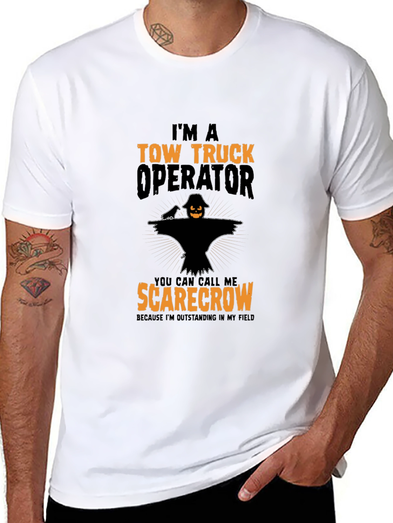 Tow Truck Operator Scarecrow Graphic T-Shirt