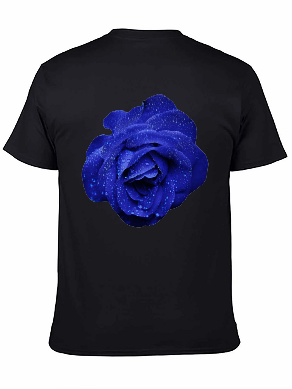 Blue Rose Graphic Tee - Modern Floral Design