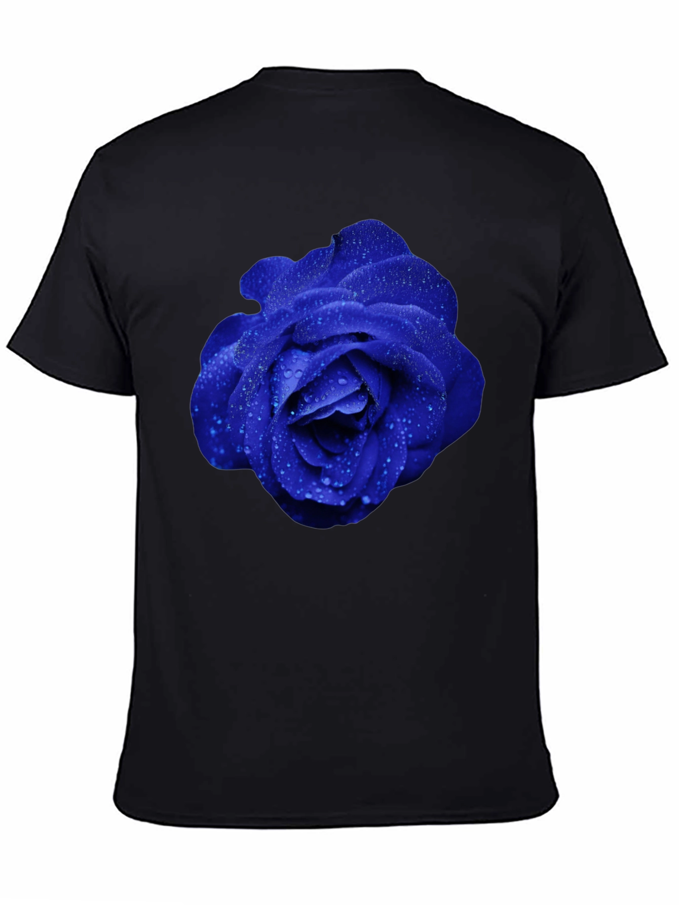 Blue Rose Graphic Tee - Modern Floral Design