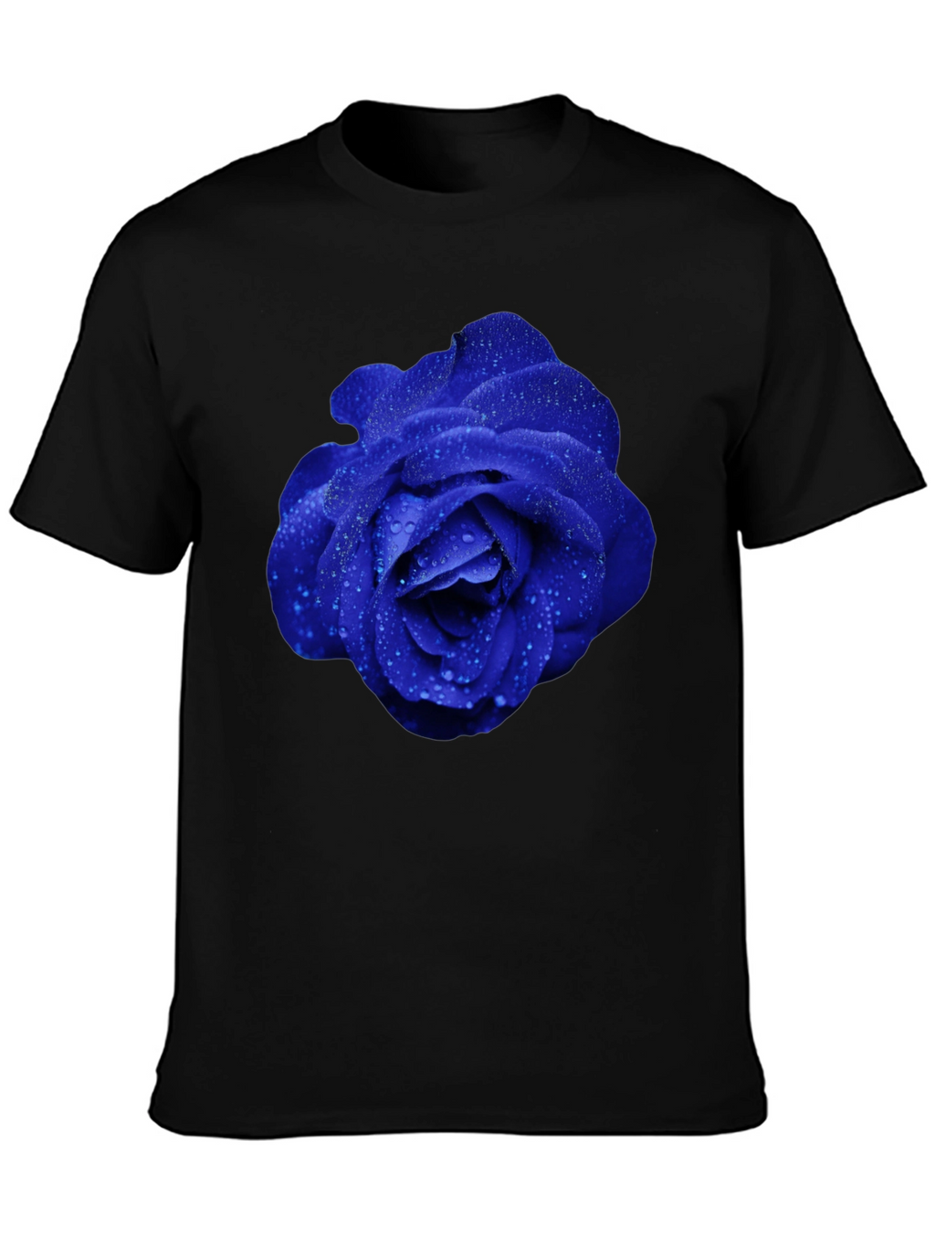Blue Rose Graphic Tee - Modern Floral Design