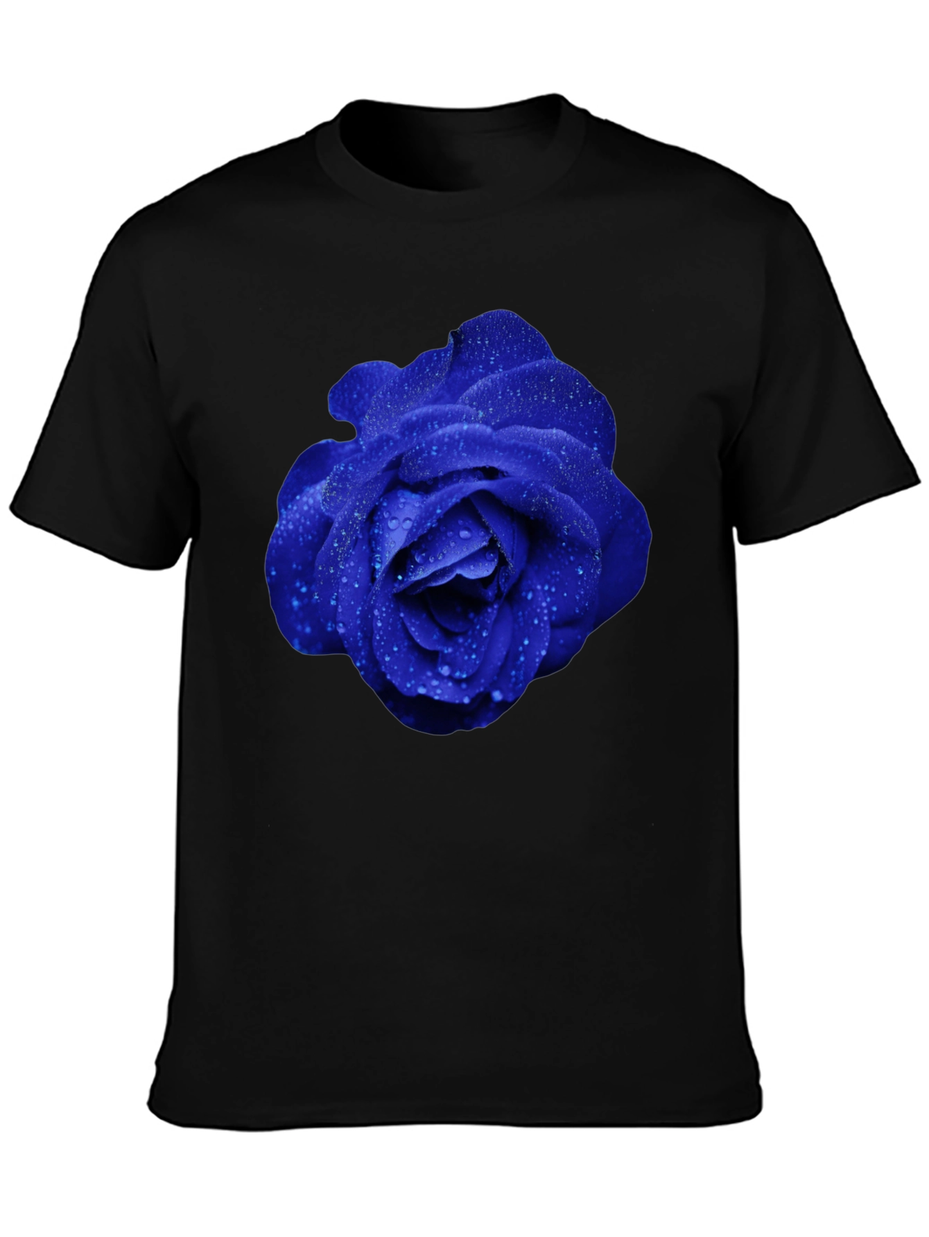 Blue Rose Graphic Tee - Modern Floral Design