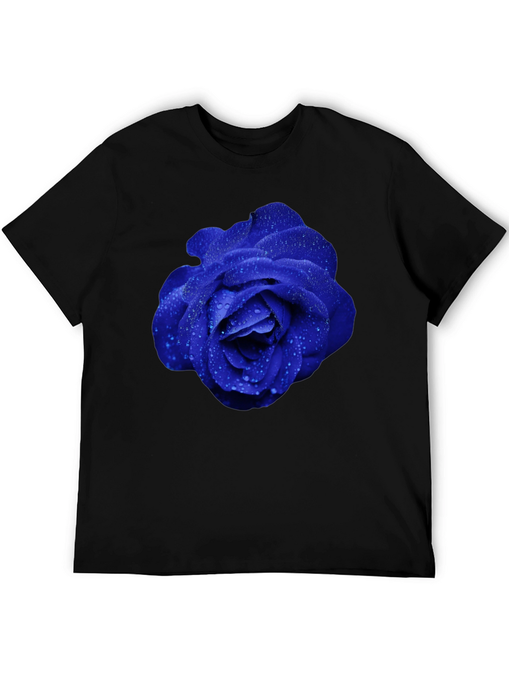 Blue Rose Graphic Tee - Modern Floral Design