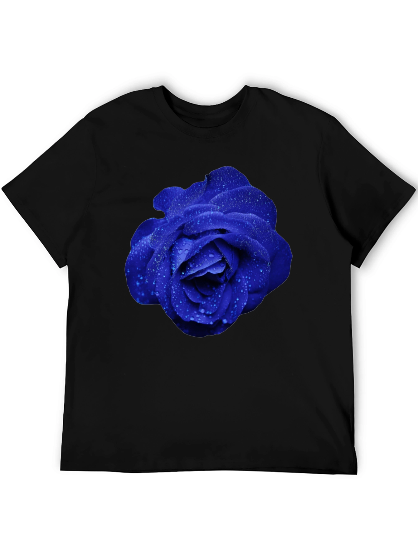 Blue Rose Graphic Tee - Modern Floral Design
