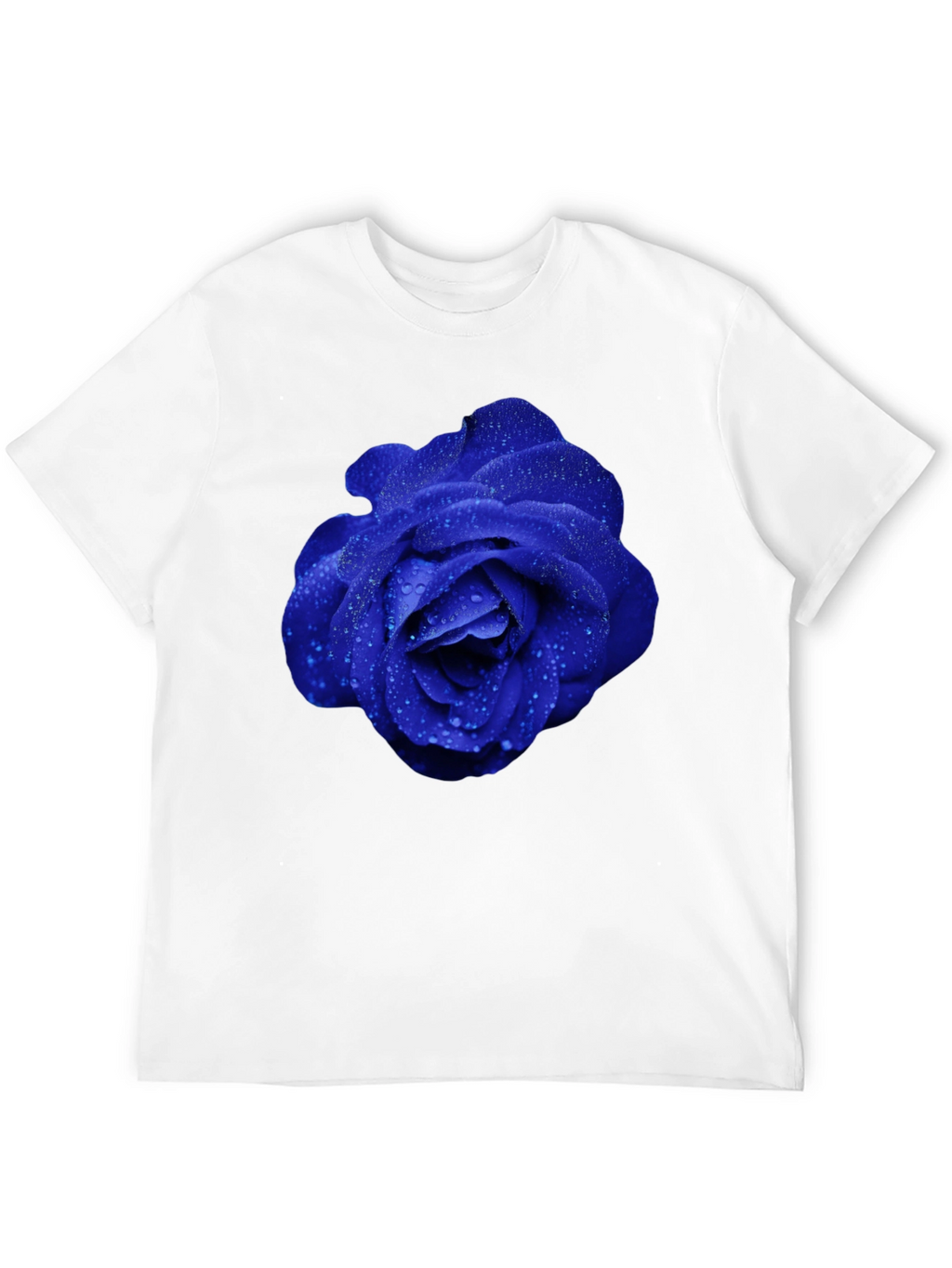 Blue Rose Graphic Tee - Modern Floral Design