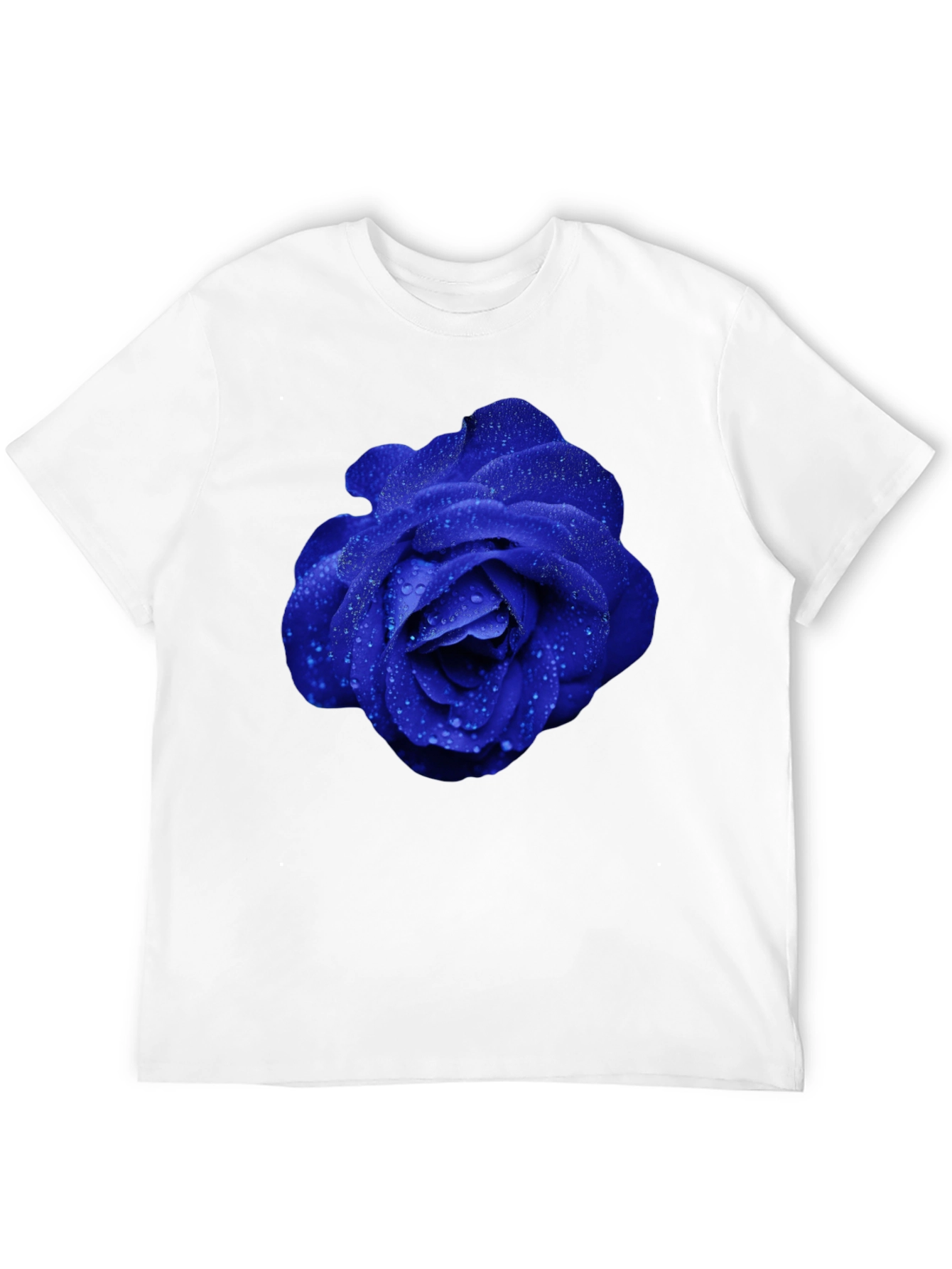 Blue Rose Graphic Tee - Modern Floral Design