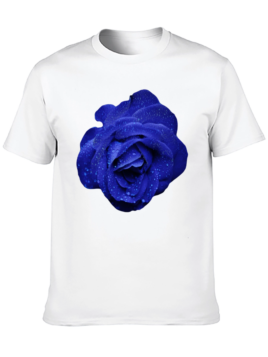 Blue Rose Graphic Tee - Modern Floral Design