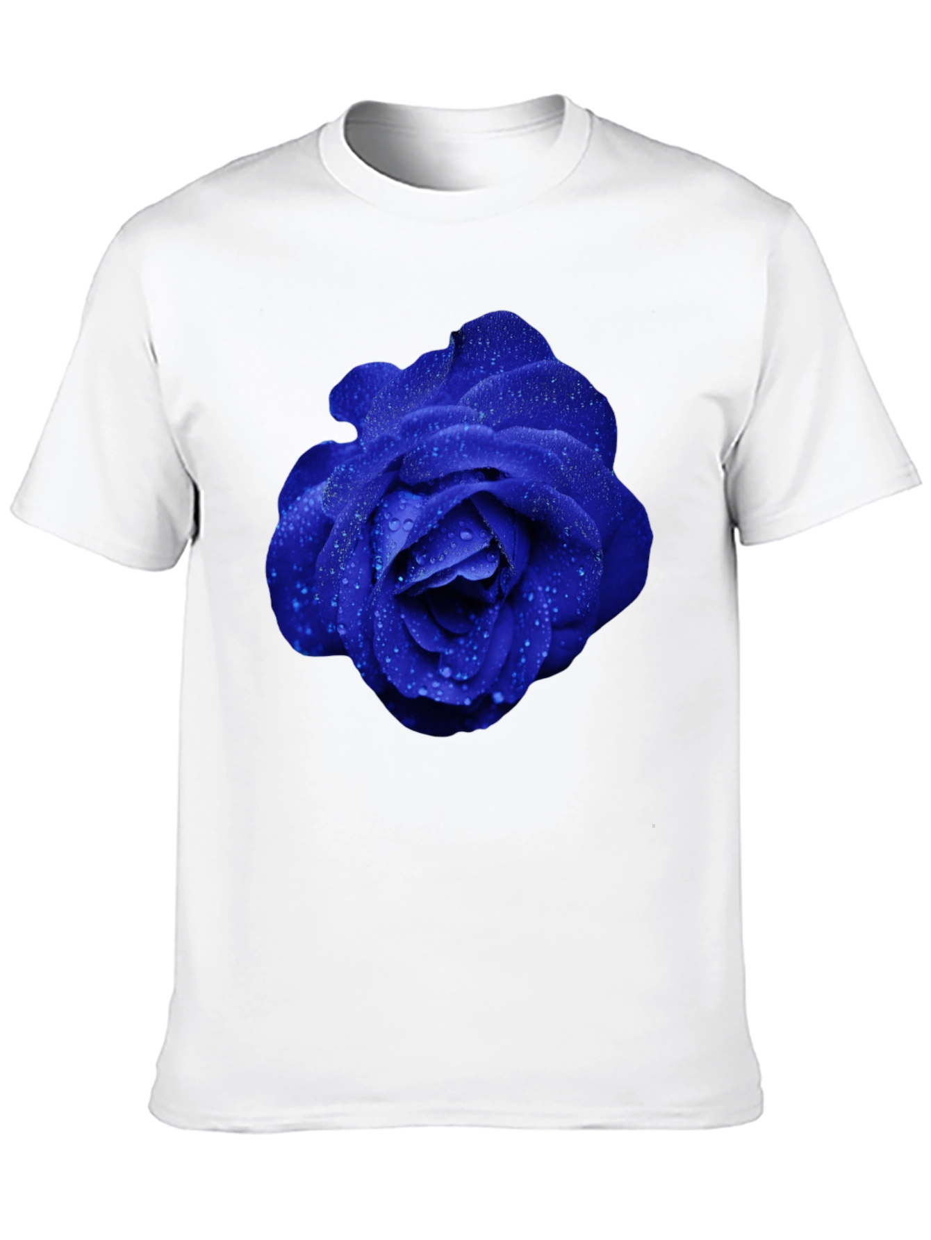 Blue Rose Graphic Tee - Modern Floral Design