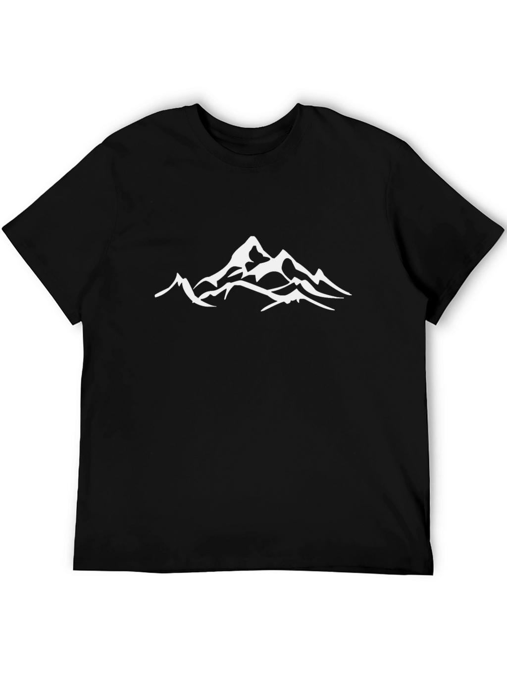 Mens Black T-Shirt with White Mountain Design