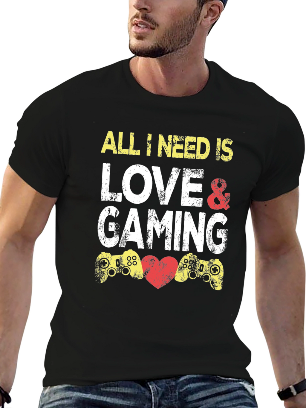 Love and Gaming Black Graphic Tee