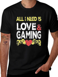 Love and Gaming Black Graphic Tee