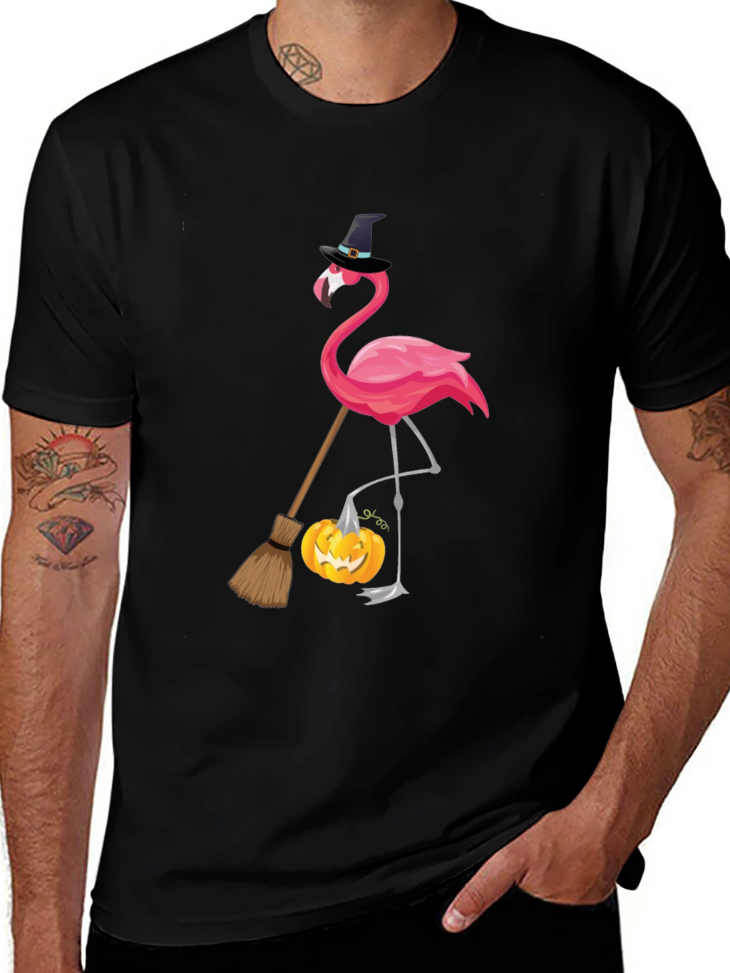 Halloween Flamingo T-Shirt: Witchy Vibes