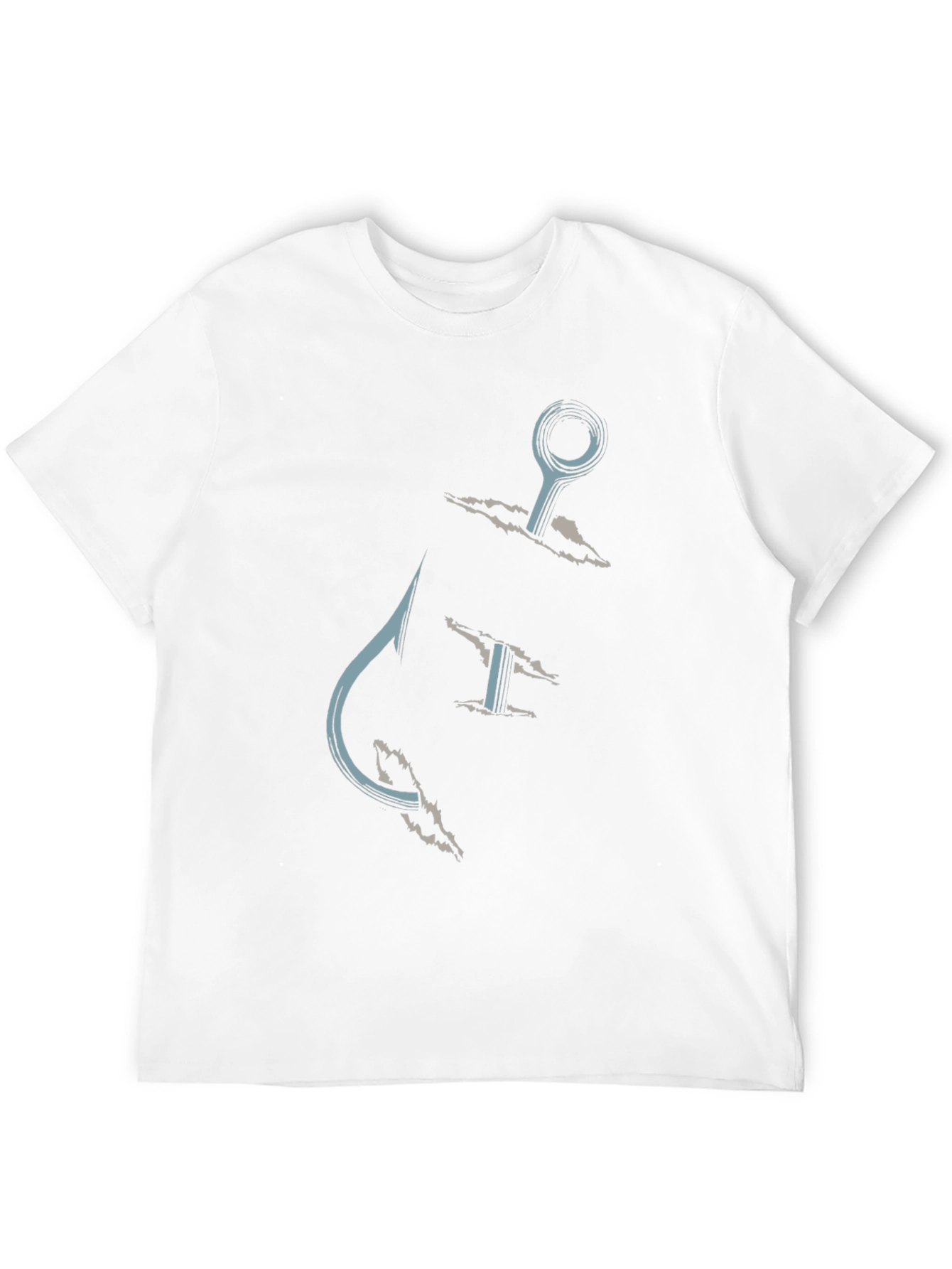 Fishing Hook Graphic Tee - Casual Black T-Shirt