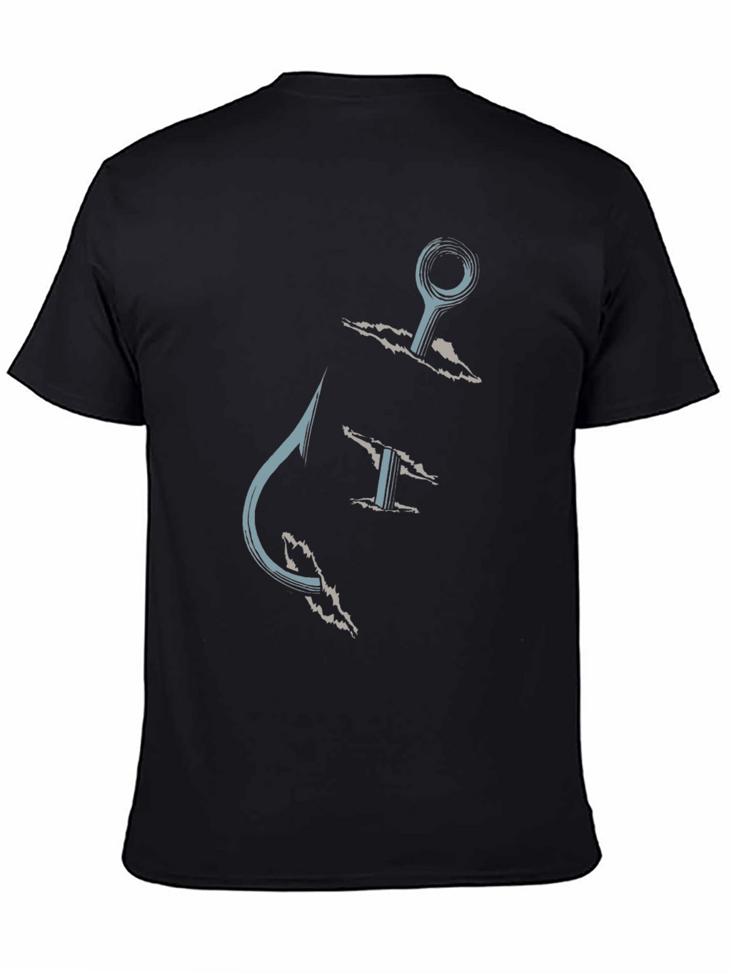 Fishing Hook Graphic Tee - Casual Black T-Shirt
