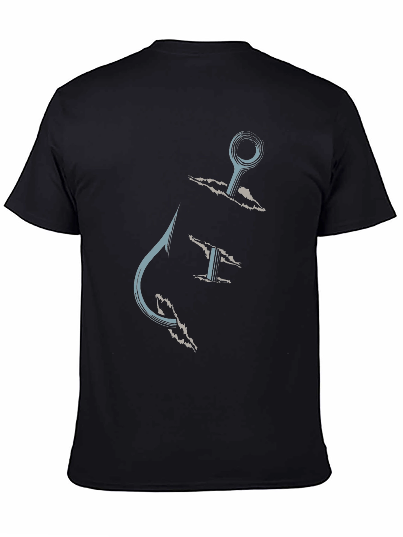 Fishing Hook Graphic Tee - Casual Black T-Shirt