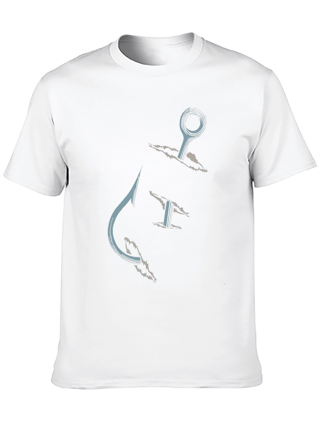 Fishing Hook Graphic Tee - Casual Black T-Shirt