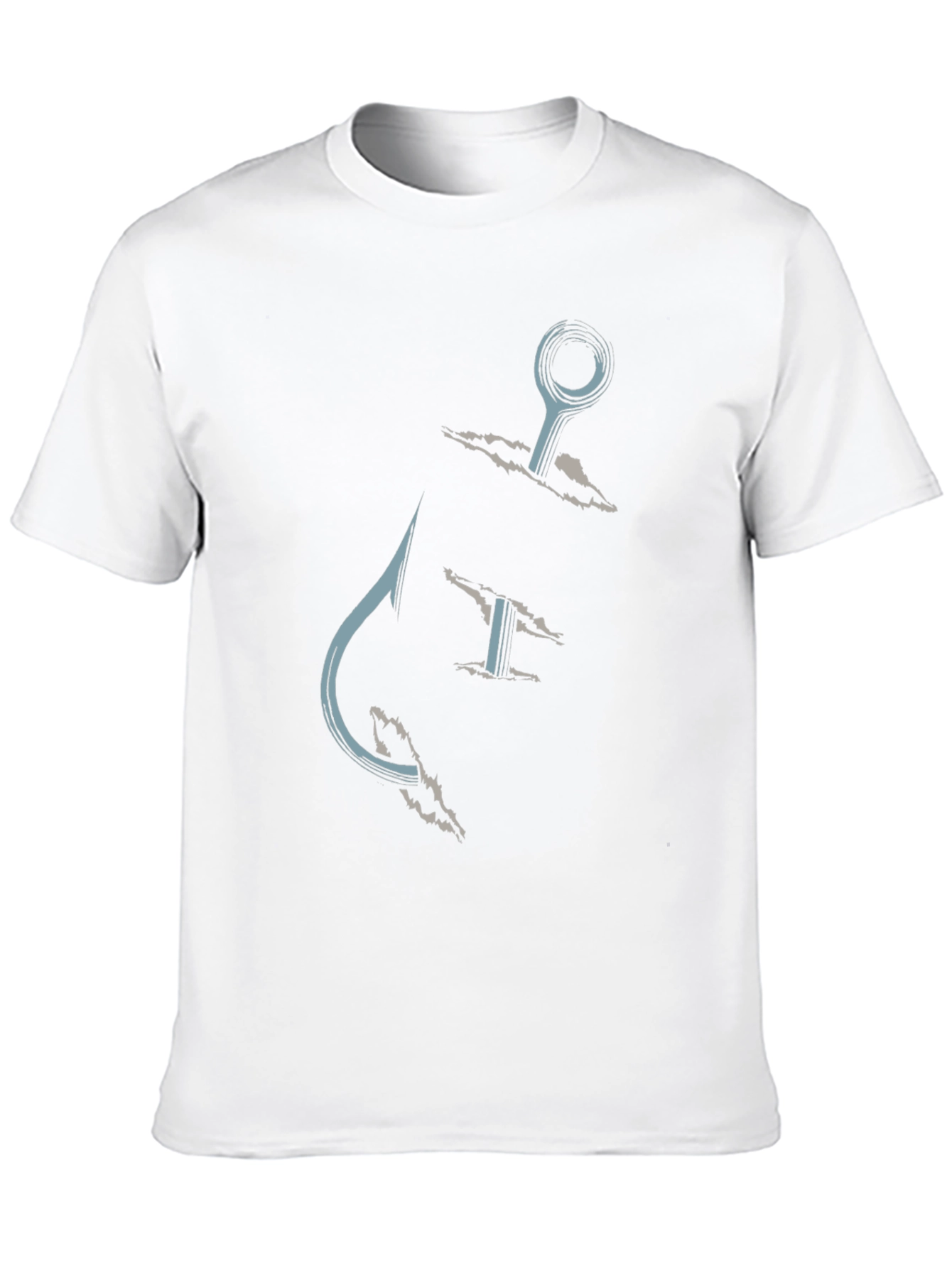 Fishing Hook Graphic Tee - Casual Black T-Shirt