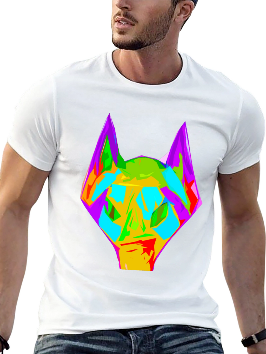 Abstract Wolf Graphic Black T-Shirt