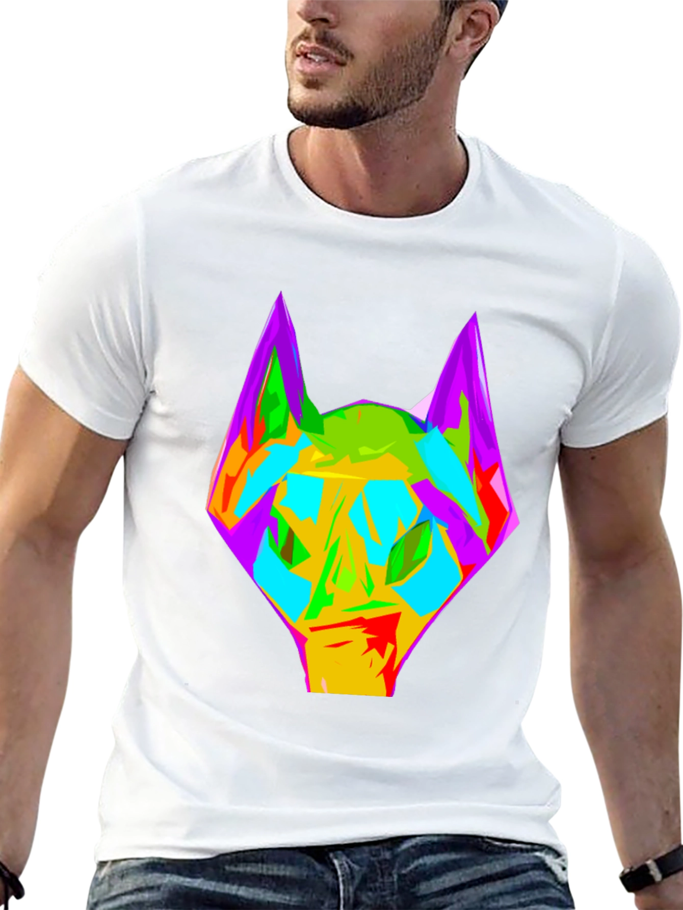 Abstract Wolf Graphic Black T-Shirt