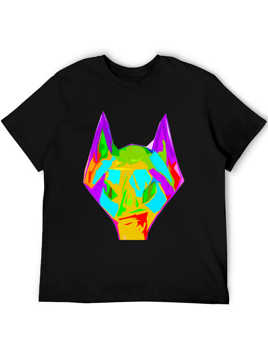 Abstract Wolf Graphic Black T-Shirt