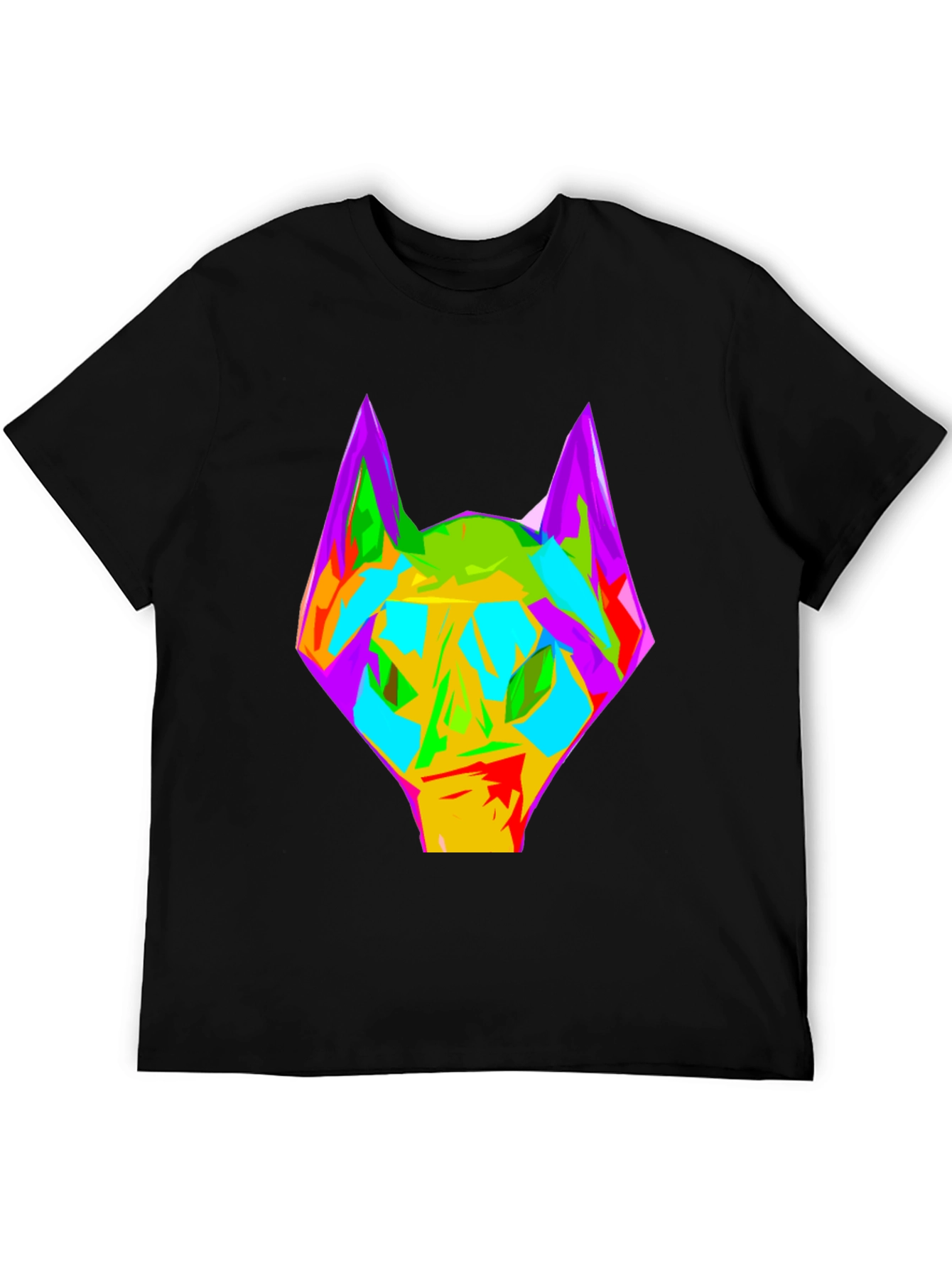 Abstract Wolf Graphic Black T-Shirt