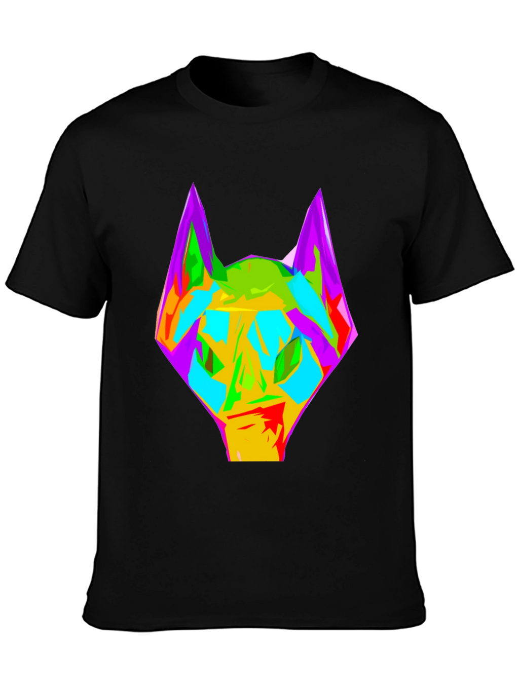Abstract Wolf Graphic Black T-Shirt