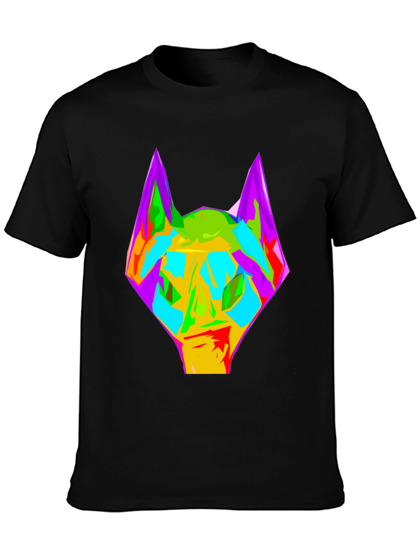 Abstract Wolf Graphic Black T-Shirt