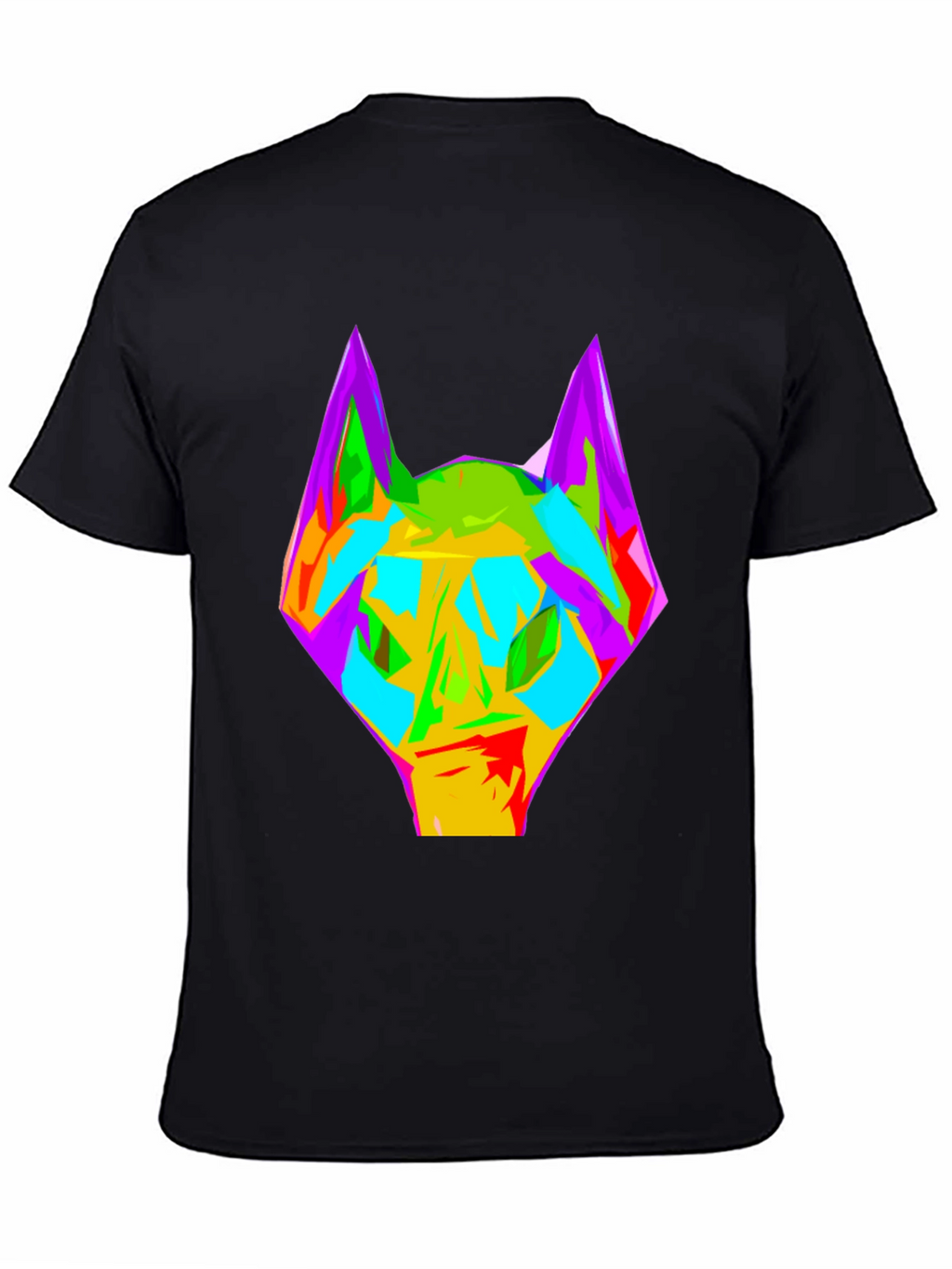 Abstract Wolf Graphic Black T-Shirt