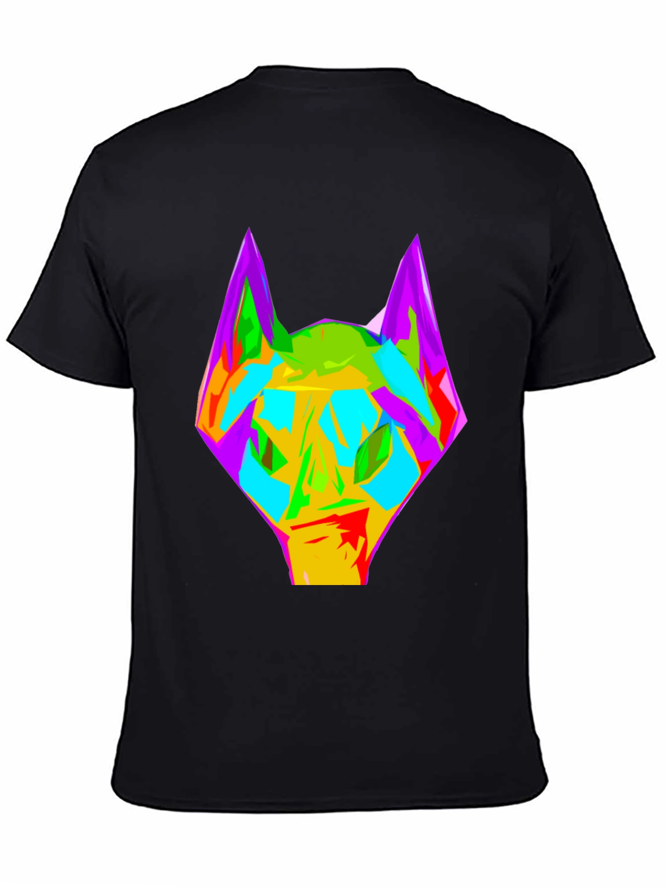 Abstract Wolf Graphic Black T-Shirt