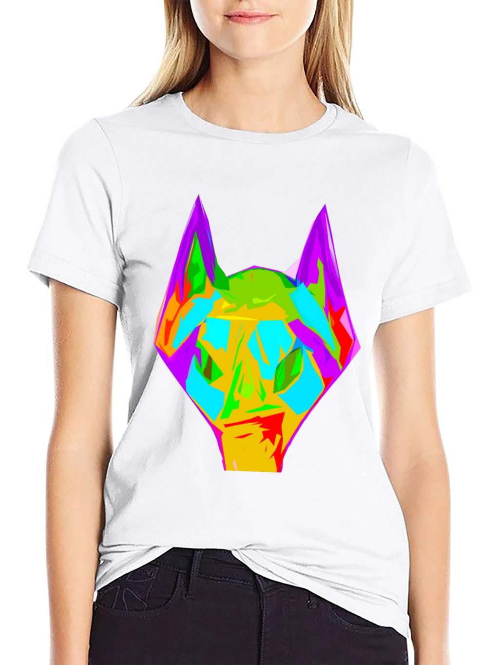Abstract Wolf Graphic Black T-Shirt