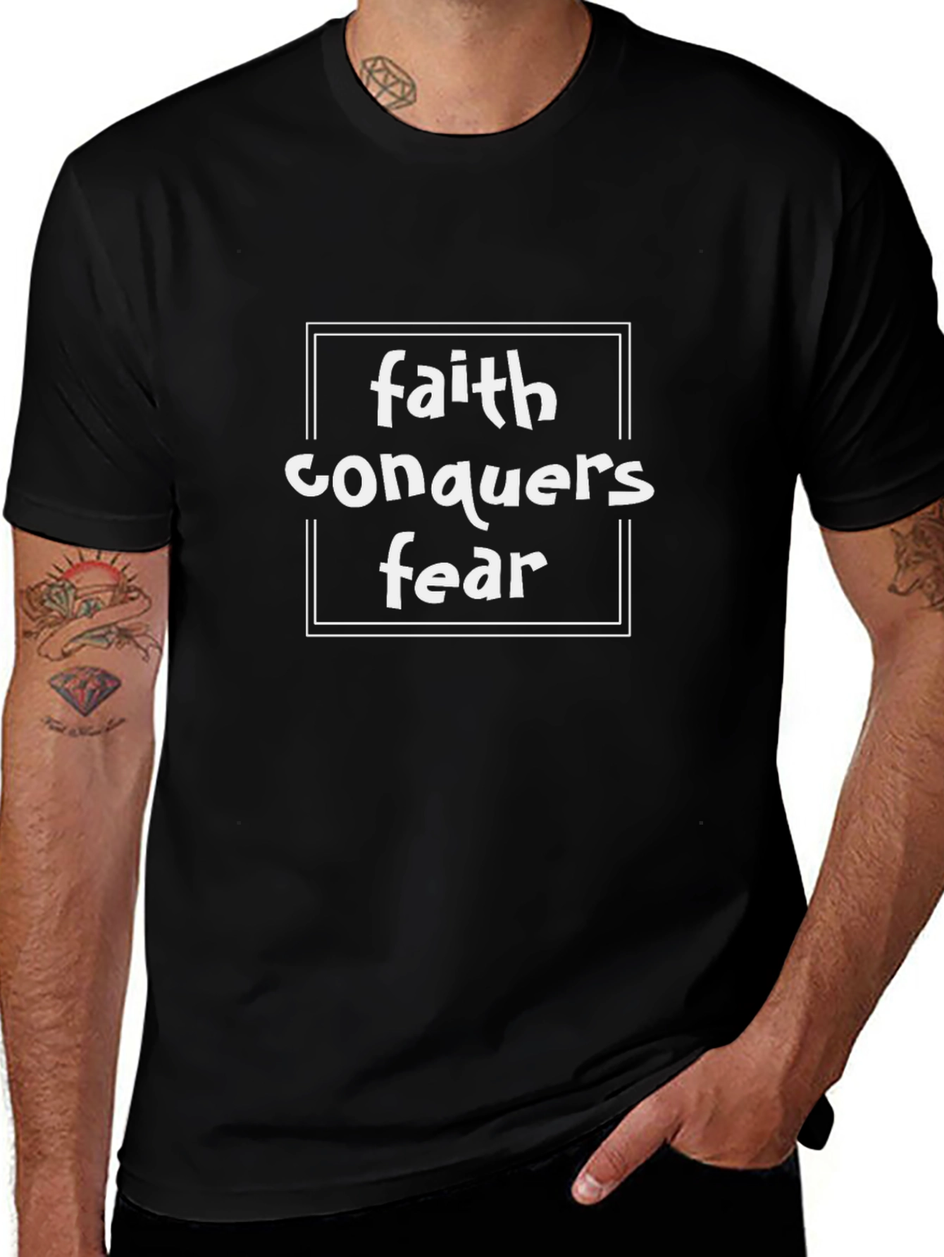 Faith Conquers Fear Graphic Tee - Black