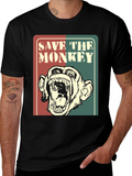 Save The Monkey Graphic T-Shirt - Retro Style Tee