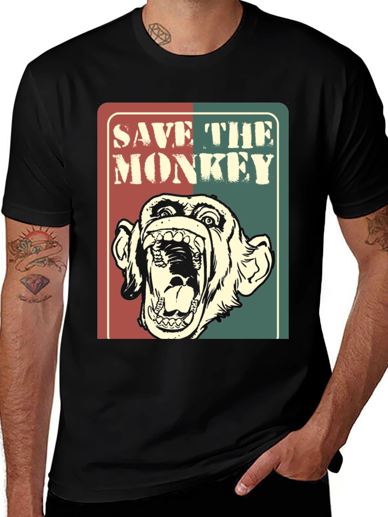 Save The Monkey Graphic T-Shirt - Retro Style Tee