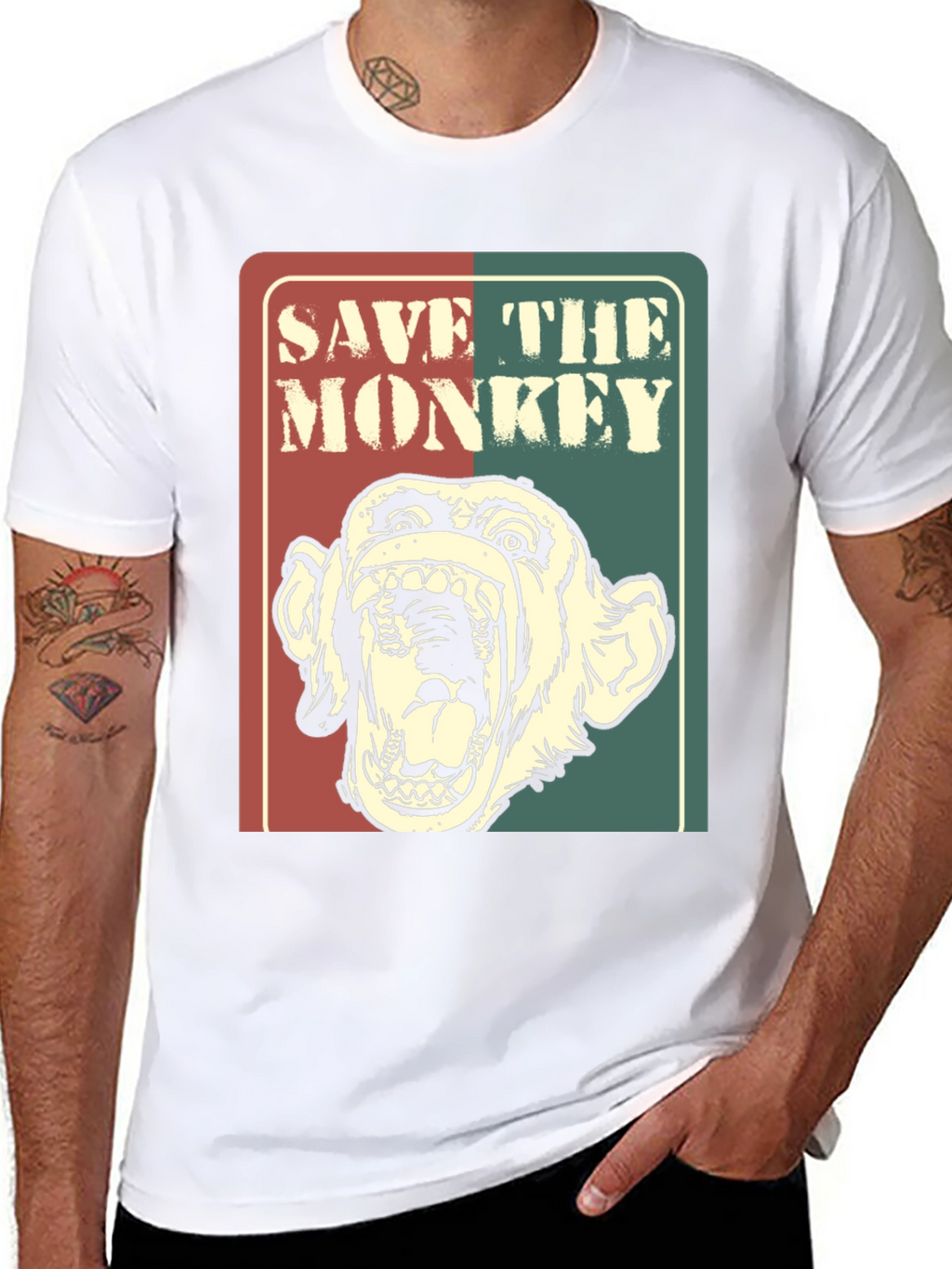 Save The Monkey Graphic T-Shirt - Retro Style Tee