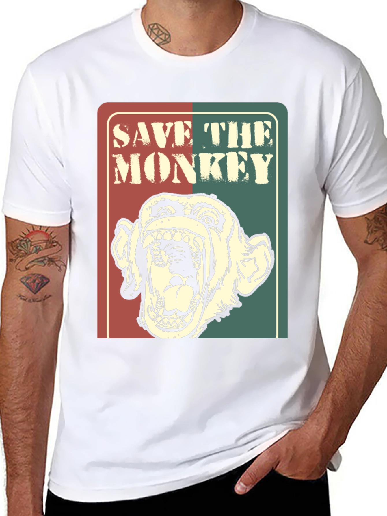 Save The Monkey Graphic T-Shirt - Retro Style Tee