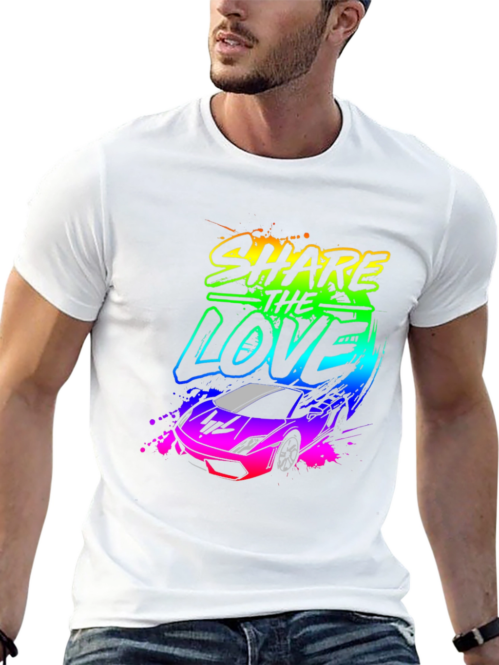 Share The Love Car Graphic Black T-Shirt