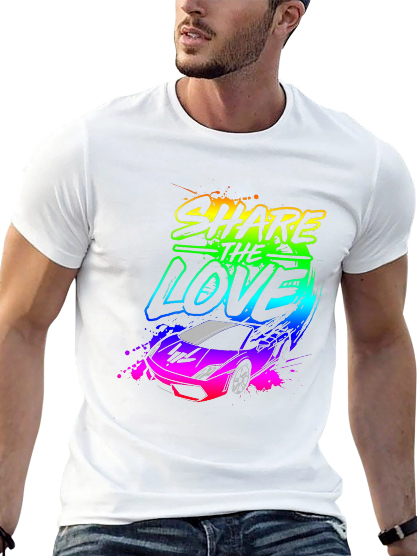 Share The Love Car Graphic Black T-Shirt