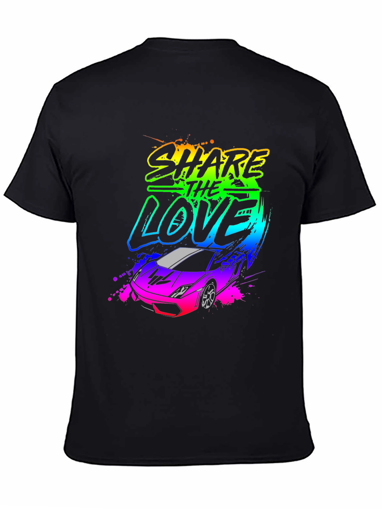 Share The Love Car Graphic Black T-Shirt