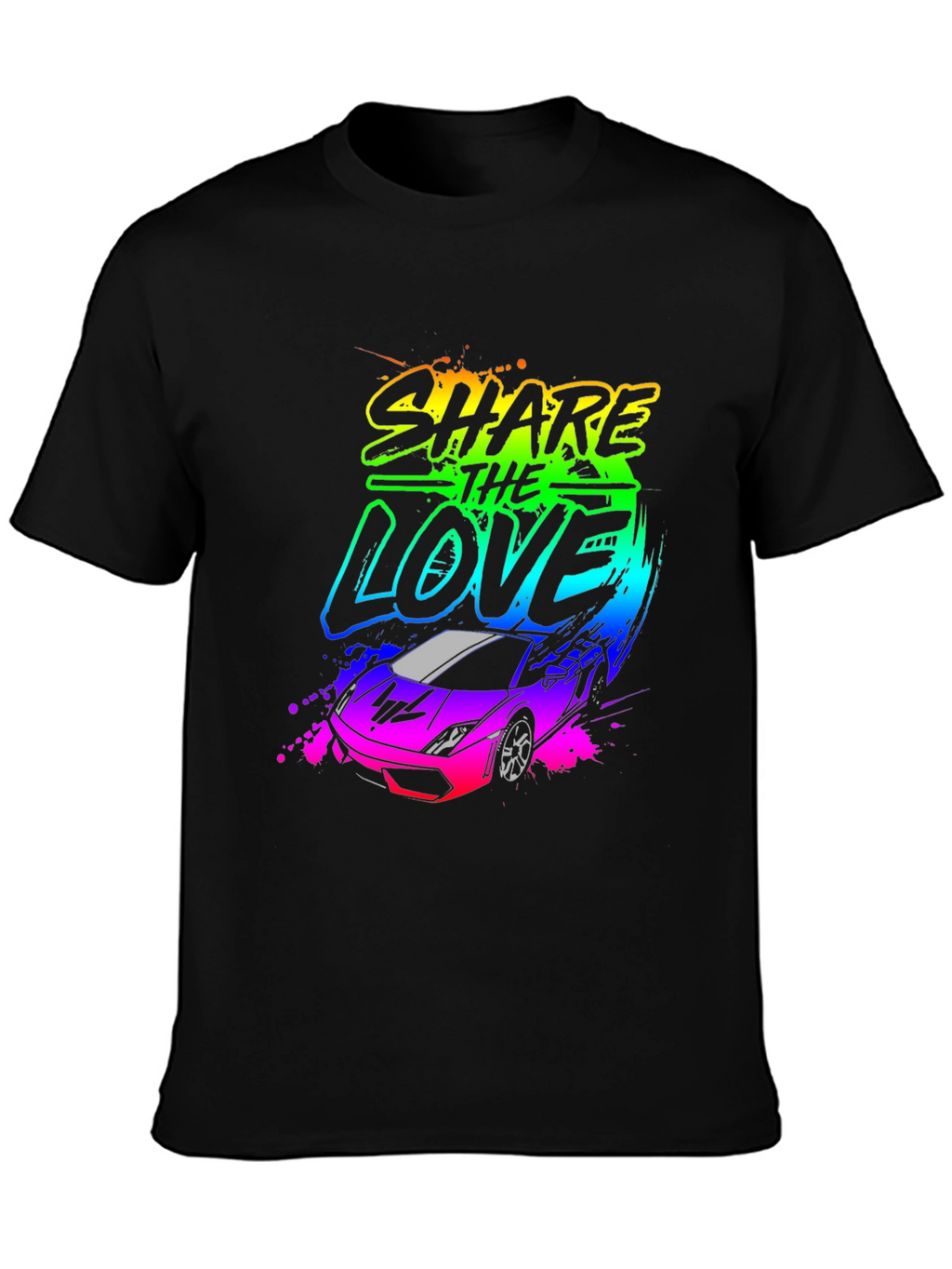 Share The Love Car Graphic Black T-Shirt