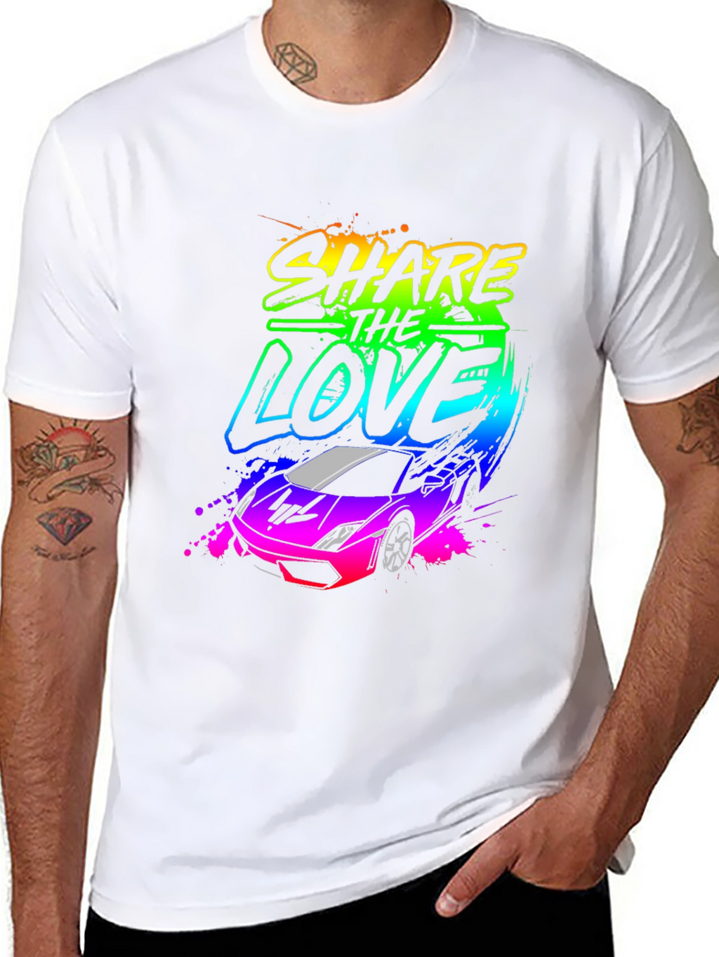 Share The Love Car Graphic Black T-Shirt